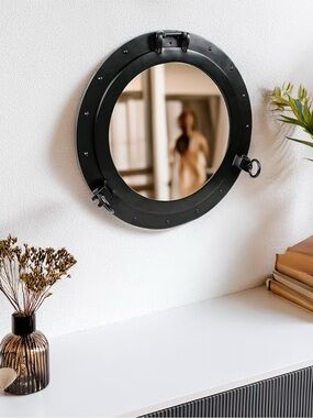 Black Nautical Porthole Wall Mirror - Home Wall Decor